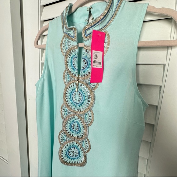 NWT Lilly Pulitzer Jane Maxi in Whisper Blue Embroidered Side Slit Dress 2 - Picture 2 of 3